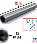 K&S Precision Metals stainless steel tube, 5/16 in OD x 22 gauge, 12 in long