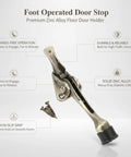 Hands Free Foot Pedal Door Stop With Weighted Base For Standard Interior Doors Zinc Alloy Floor Holder in detail view