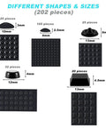 Solid Grip Furniture Bumper Pads 202 Piece Assorted Pack Premium Silicone Self Adhesive Non Marking Rubber Feet assorted shapes and sizes.