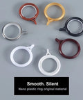 Shower Curtain Rings 20 Pack 35mm Hooks Decorative Liner Rings For Bathroom Hanging Rods White Easy Glide Quick Install Clasp Closure Keeps Curtains Secure In Place Great For Bedrooms And Bathrooms displayed in various colors.