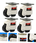 Heavy Duty Swivel Casters 4 Pack 3 Inch Adjustable Leveling Wheels For Workbenches Smooth Rolling Nylon Caster Set with flat steel base.