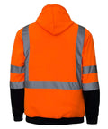 Back view of Hi Viz Hooded Sweatshirt For Men ANSI Class 3 High Visibility Workwear With Knit Lining And Black Bottom Orange X Large Reflective