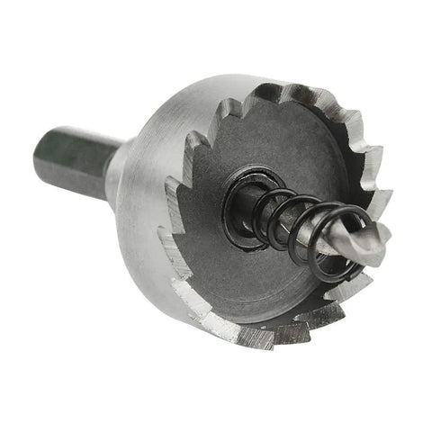 Straight Up Badass High Speed Steel Hole Saw Set 5 Piece Drill Bit Kit showing 20 size saw for cutting metal and wood.