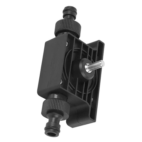 Compact Electric Drill Water Pump For Rapid Fluid Transfer, drains oil or waste fast with a black plastic connector and fittings.