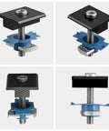 10 Pack Solar Panel Mid Clamps For Unistrut Aluminum Mounting Brackets 30mm And 35mm Fits Metal Tin Flat Sheet Roofs Black Easy Install DIY Friendly For Quick Solar Array Setup shown in detailed parts view.