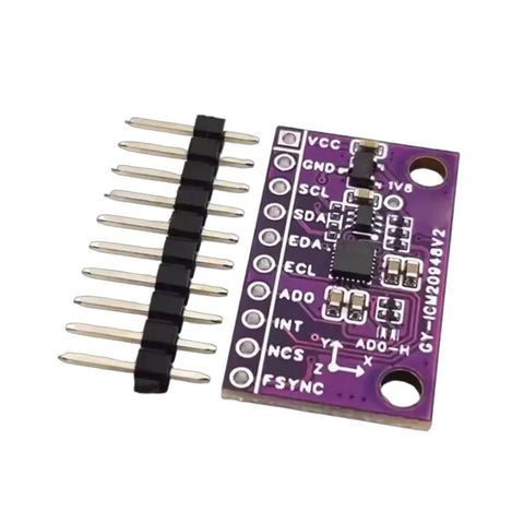 Dope 9 Axis IMU Sensor Module With 9DOF Gyro Magnetometer ICM20948V2 For DIY Electronics Robotics Drones Motion Tracking And AR VR Projects Also Great For STEM Builds, purple PCB with pin header