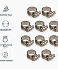 10 Pack Adjustable Stainless Hose Clamps Heavy Duty T-Bolt Worm Drive Kit For Radiator Fuel Line HVAC Plumbing 304 Grade Rust Resistant Corrosion Proof Metal Pipe Fittings Ultimate Gotta Have Tool, stainless steel clamps