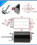Beast 12V 24V DC Motor With Round Shaft And Cable Connector CW CCW 30W diagram and measurements
