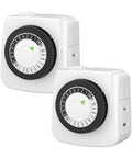 Indoor Outlet Timer 2 Pack Mechanical 2 Prong 24 Hour Mini Lamp Timers For Lamps Fans Fish Tanks LED Lights And More Easy To Use No Brainer Pin Up Pin Down Control