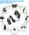 Heavy Duty AC To DC Converter 12V 2A Car Cigarette Lighter Plug with compatible automotive accessories for versatile usage.