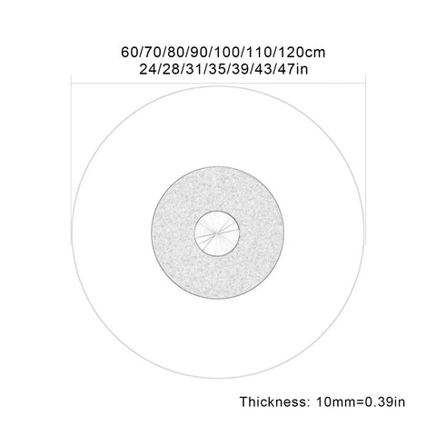Diagram of Round Glass Lazy Susan Turntable for Kitchen Countertop 28 Inch Dope Rotating Tray 10mm Thick Tempered Glass with dimensions