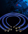 Universal Car Grounding Kit With PVC Ground Wires Set Includes 2 100cm Cables, 2 80cm Cables, And 1 60cm Cable shown in engine bay