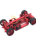 Metal Chassis Frame For Mini Q 1/28 RC Car Upgrade Red, Tough Precision Engineered Frame For Remote Control Racing displayed diagonally.