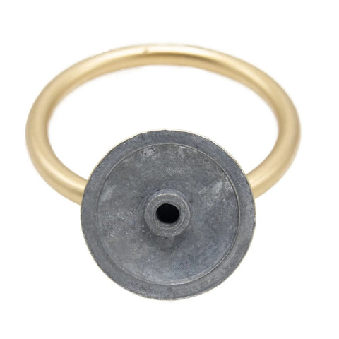 Back view of Matte Gold Round Ring Cabinet Drawer Pulls Set Of 12 Zinc Alloy Single Hole Knobs for furniture installation.