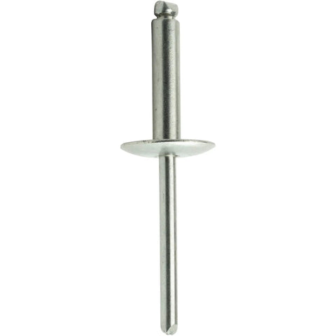 Large Flange Stainless Steel Blind Rivet 3 Sixteenths by One Half Inch Open End 6 to 8 Grip Range