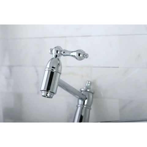 Pot Filler Faucet With Metal Lever Handle Polished Chrome Spout Height 8.125 Inch Wall Mount Drip Free Ceramic Disc