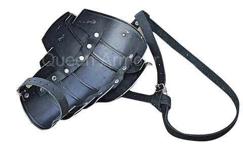 Steel Pauldron For LARP Armor Single Shoulder Accessory For Adult Knight Crusader Costume Silver With Leather Strap Battle Ready