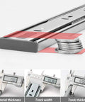 Beefy Stainless Steel Drawer Slides With Soft Close And Full Extension, image showing thickness and width measurements.
