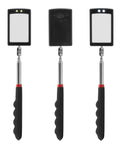 3-Piece Telescoping Inspection Mirror Kit With LED Lights, 34 Inch Extendable Pole And 360 Degree Swivel, 2.5 Inch By 1.7 Inch Mirror