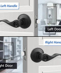 4 Pack Black Wave Style Privacy Door Handles With Lock For Bedroom And Bathroom Interior Doors Reversible Left Or Right Handed