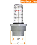 Oil Tank Level Gauge For Vertical Fuel Tanks 275 And 330 Gallons Direct Replacement, Compatible With Scul-Tel And Intelli-Tank Systems, Not For Diesel, Easy Read, Durable Gauge For Fast, Accurate Tank Monitoring, threaded metal gauge with 1.5 in and 2 in dimensions