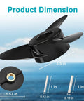 3 Blade Trolling Motor Propeller For Motorguide Machete III Compatible, 3.5 Hub Small Boat Shallow Water Replacement dimensions