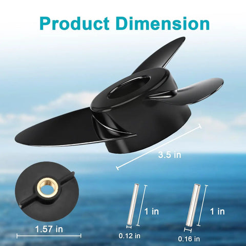 3 Blade Trolling Motor Propeller For Motorguide Machete III Compatible, 3.5 Hub Small Boat Shallow Water Replacement dimensions