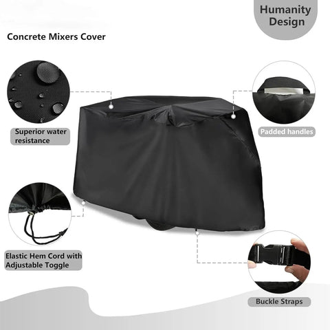 All Weather Heavy Duty Cement Mixer Cover Built Tough With Waterproof Oxford Fabric Shield Dustproof Rain Guard