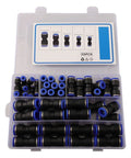 Get That Air Line Straight With Noteflora 50-piece Air Hose Push Connectors Kit Perfect For Quick DIY Garage Projects On 4mm To 12mm Tubes Without Tools Or Hassles Just Pure Pneumatic Power Right When You Need It Most., 50-piece plastic pneumatic hose connectors in case, 4mm to 12mm