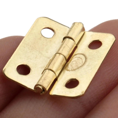10 Pack Gold Kitchen Cabinet Door Hinges 4 Holes Drawer Hinges for Jewelry Boxes Furniture Fittings 18x16mm Durable Metal Mounting Hardware