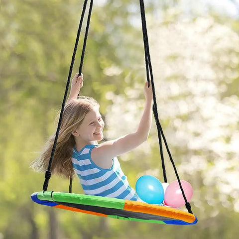 40 Inch Saucer Tree Swing With Large Rope Swing Seat And Platform For Kids And Friends Outdoor Backyard Swing Set Includes Bonus Carabiner