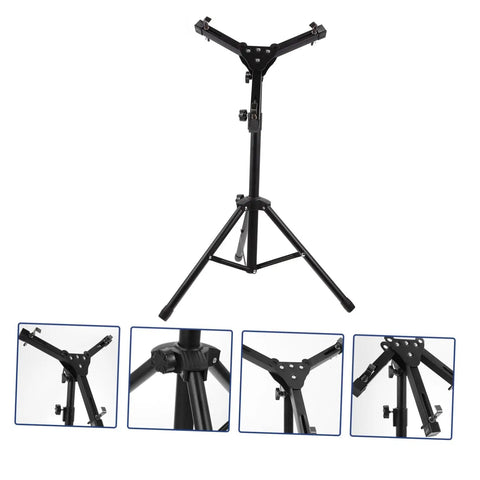 Rock Solid 12 Inch Adjustable Folding Drum Rack With Black Snare Stand And Smooth Height Adjustments For All Percussion Gear, shown from various angles.