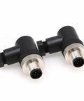 Industrial M12 8 Pin Male Connector 12mm A Code IP67 30V 2A Circular Sensor Cable Connector, Right Angle, 2 Pack