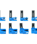 Fluid Line Stopper Clamp Kit With Spring Loaded Plugs For 1/2 In, 3/8 In, And 5/16 In Lines 4-Piece Universal Plastic Set Blue