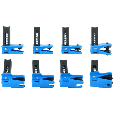 Fluid Line Stopper Clamp Kit With Spring Loaded Plugs For 1/2 In, 3/8 In, And 5/16 In Lines 4-Piece Universal Plastic Set Blue