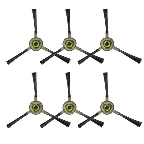 Six Pack Replacement Side Brushes For K2 K2P K3 K4 K5 K7 K8 Robotic Vacuum Cleaners, Durable Black Bristles, Easy Snap In