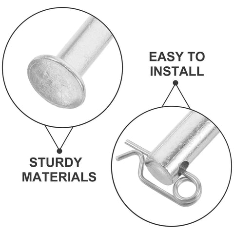 Beefy Heavy Duty Cotter Pin And Clevis Pin Kit In Steel Fasteners M8x35mm 3 Pairs And M10x35mm 3 Pairs With Anti Shift Design For Machinery Hydraulics Jacks Lawn Mowers Quick Release Pins, steel pin close-up
