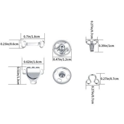 Close-up of 100 Pieces Sewing Hooks And Eyes Closure Set With Three Styles for Skirts Bras Trousers and Dresses Pro Grade Dope Copper Metal Snaps
