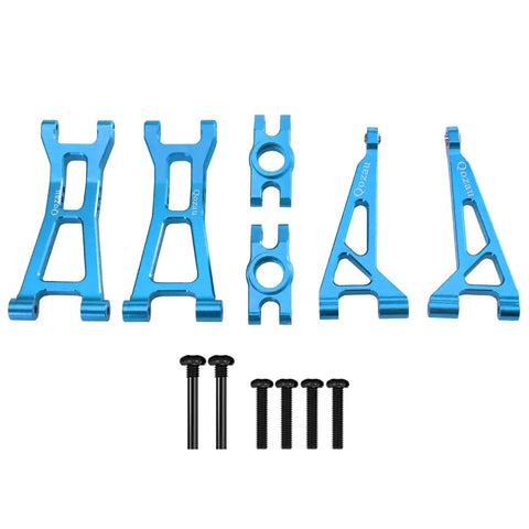 Aluminum Upgrade Kit For 1/16 Scale RC Truck Front And Rear Suspension Arms, Pro Grade Steering Knuckles And Hubs, R168Z Bearings, Blue