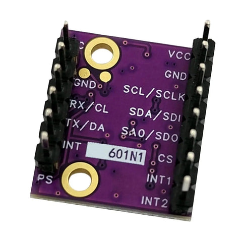 Compact 6DOF Gyroscope And Accelerometer Sensor Module With Multiple Protocols For Embedded Navigation In Tight Spaces Built For Robotics Autonomous Systems And Device Makers Needing Durable Drop In Multi Function Sensing Supports I2C SPI UART CAN, purple PCB