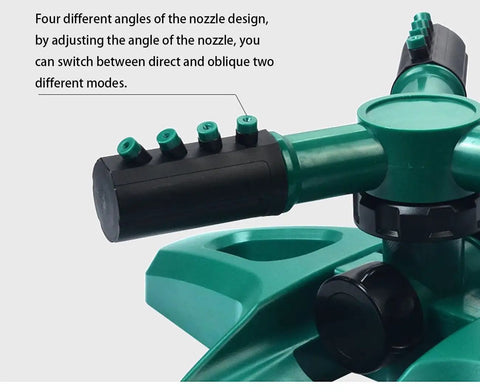 Close-up of adjustable nozzles on 360 Degree Rotating Garden Sprinkler For Yard And Lawn, Automatic Sprinkler With Wide Area Coverage