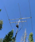 TV antenna on a mast in forest, for use with Beefy Portable WiFi Rotator Controller With Compass For TV Antennas PWRC Battery Powered 12VDC