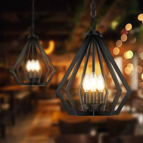 Dope Black Pendant Light For Kitchen Island With Adjustable Hanging Height, 3 Light Farmhouse Chandelier Style Ceiling Fixture