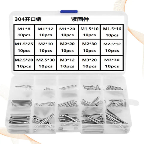 150 Piece Stainless Steel Spring Pin Kit For Mechanical Hitches And Dowels Smooth Surface Durable Split Pins Quick Lock Nut And Bolt Anti Loosening Fasteners For Tough DIY Projects, organizer case