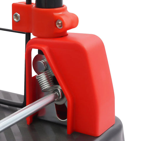 Heavy Duty Platform Cart With Cage And Foldable Flatbed Hand Truck Dolly For Moving Boxes And Equipment built like a tank, red PP and steel hinge close-up