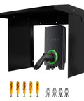 Badass Weatherproof EV Charger Cover For Tesla Wall Unit with heavy-duty black steel protective shield and accessories.