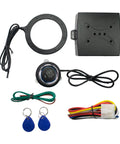 Push To Start Car Ignition Kit With Keyless Entry And Anti Theft System Universal 12V Vehicle Ignition Switch Upgrade From Key To Push Start For Most Cars with components displayed.