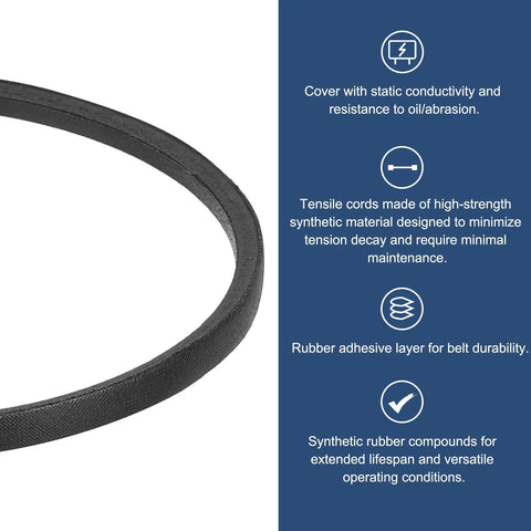 Two Pack Classic Wrapped Rubber V Belt 22 Inch Outside Circumference 3L Profile Three Eighths Inch Width Seven Thirty Second Inch Height Heavy Duty Industrial Drive Belts For Tools And Machinery close-up rubber belt
