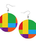 Chic Colorful Grid Print Dangle Earrings For Women Totally Lightweight Silver Plated Ear Hooks Hella Safe For Sensitive Ears Soft PVC Leather Style.