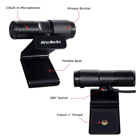 Top Tier 1080P Usb Webcam With Slick Privacy Shutter Dual Onboard Mics For Live Streaming Video Calls Gaming And Remote Hustle Quick Plug And Play Ready Setup with flexible base and swivel design.